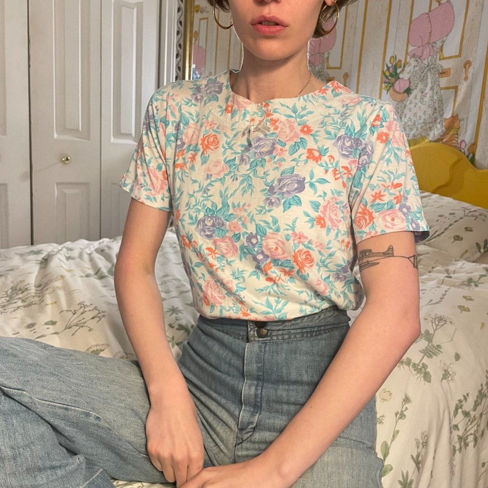 1980s Vintage HER floral cottage style shirt! - Picture 3 of 10